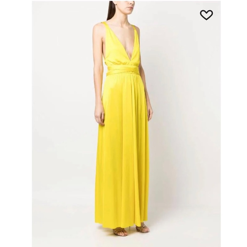 PAROSH backless yellow maxi dress